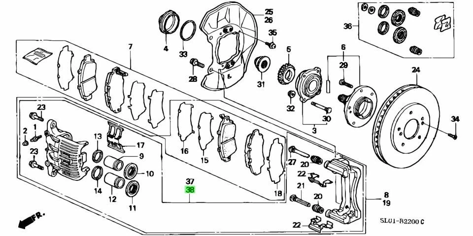 Subconjunto de pinza de freno de disco delantera izquierda HONDA ACURA GENUINA OEM NSX  Foto 3 de 3