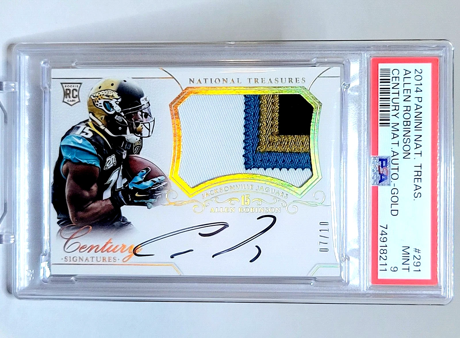 Allen Robinson Panini National Treasures #291 Century Material Autograph-Gold