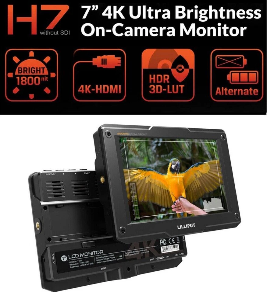 Lilliput H7/H7s 7 Inch HDMI/3G-SDI 1800cd/㎡ On-camera Field Monitor - Image 4 of 4