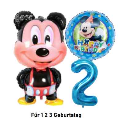 Mickey Mouse Maus Folienballons + Zahl Zum 1-6 Jungen Kinder Geburtstag Party