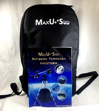 Max U  Soo Refractor Telescope F40070WA W/Backpack & Accessories New Open Box