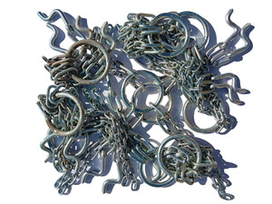 10pcs 1/2" x 4 1/2" steel rings with 7/32" chains attached