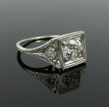 Art Deco Style 2.00Ct White Round Cut Cubic Zirconia Wedding Ring In 925 Silver