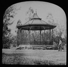 BANDSTAND IN PARK HARROGATE C1890 PHOTO Magic Lantern Slide ENGLAND