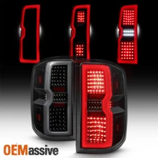 Fit 2014-2019 Chevy Silverado GMC Sierra LED Light Bar Tail Lights Black Smoked