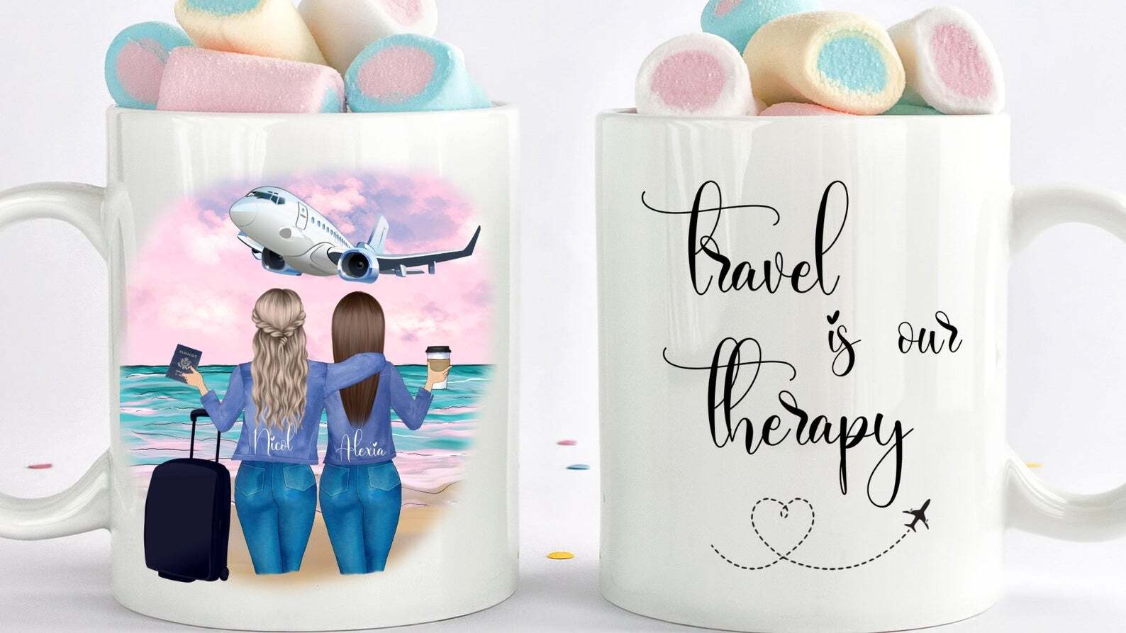 Travel Friends Travel Buddy Mug Customized Gift For Traveler Custom Travel Gift