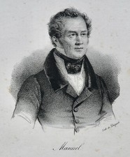 JACQUES ANTOINE MANUEL AVOCAT (1775-1827) BARCLONETTE PORTRAIT ENGRAVING 19th century