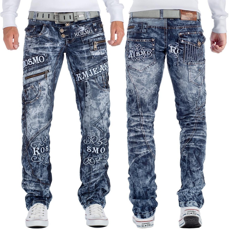 Jeans Uomo Kosmo Lupo Cargo Star Pantaloni Denim Zipper Alla Moda - Foto 4