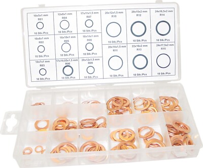 Tooltech 60136 Kupfer-Unterlegscheiben 150er Pack R01 - R015 