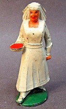 1930's Manoil NURSE w/ RED BOWL Hemline in Skirt dime store lead soldier figure