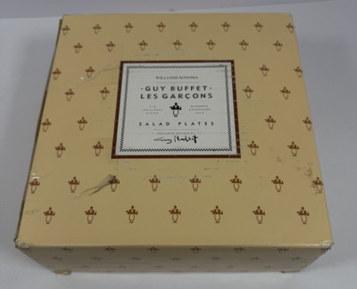 Williams Sonoma Les Garcons Waiter Desert Plates Guy Buffet Set Of 6 w/box