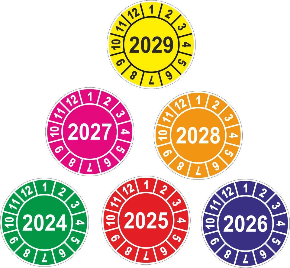 UVV Prüfplaketten Jahresplaketten Wartung BGV D27 2024 2025 2026 2027 2028 2029