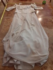 Davids Bridal Floral Lace Top Bridesmaids Short Sleeve Dress Size 10 #S54/55