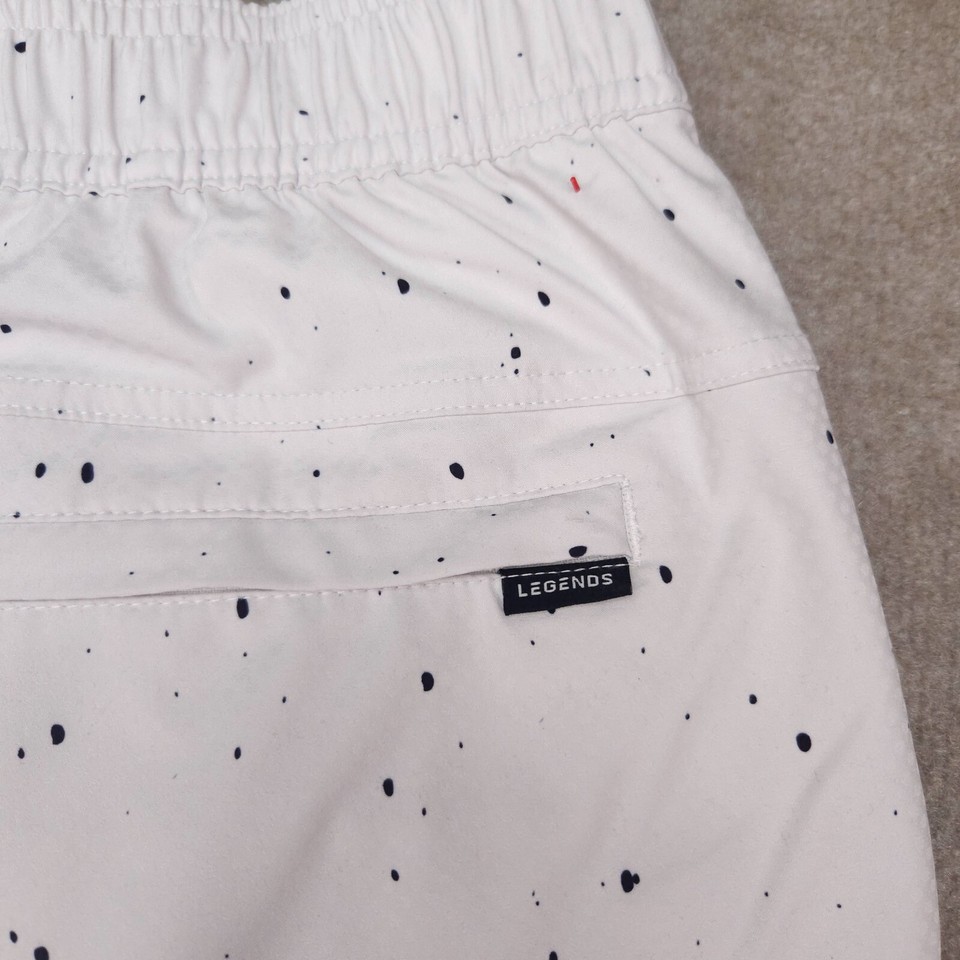 Legends Shorts Size Large Mens White Lined 7'' Black Splatter Print eBay
