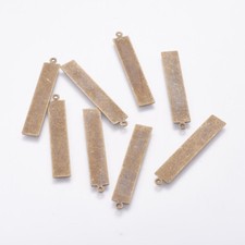 25 BULK Metal Stamping Blanks Antiqued Copper Rectangle Pendants Brass Blanks