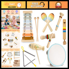 Montessori Baby Musical Instruments Set - Wooden Percussion Toys for Toddlers 1-