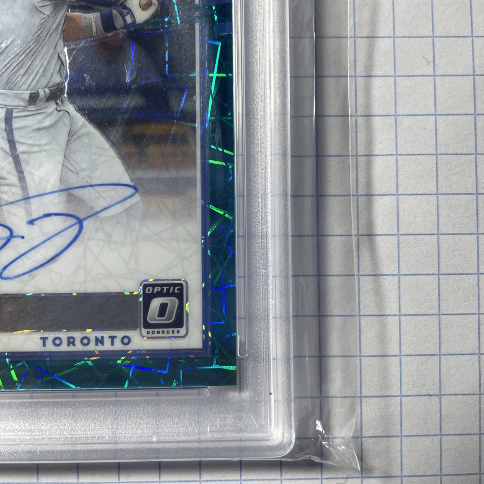 2020 Donruss Optic Bo Bichette TEAL VELOCITY PRIZM 31/35 Rated Rookie Auto PSA 9 view 3