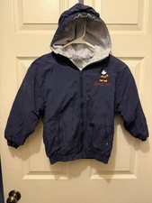 DisneyWorld Blue Mickey Mouse on Back Jacket Youth Small Full Zip Hooded Lined
