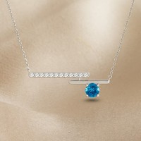 Schweizer Blau Topas Diamant AnhäNger 925 Sterlingsilber Dezember Geburtsstein #