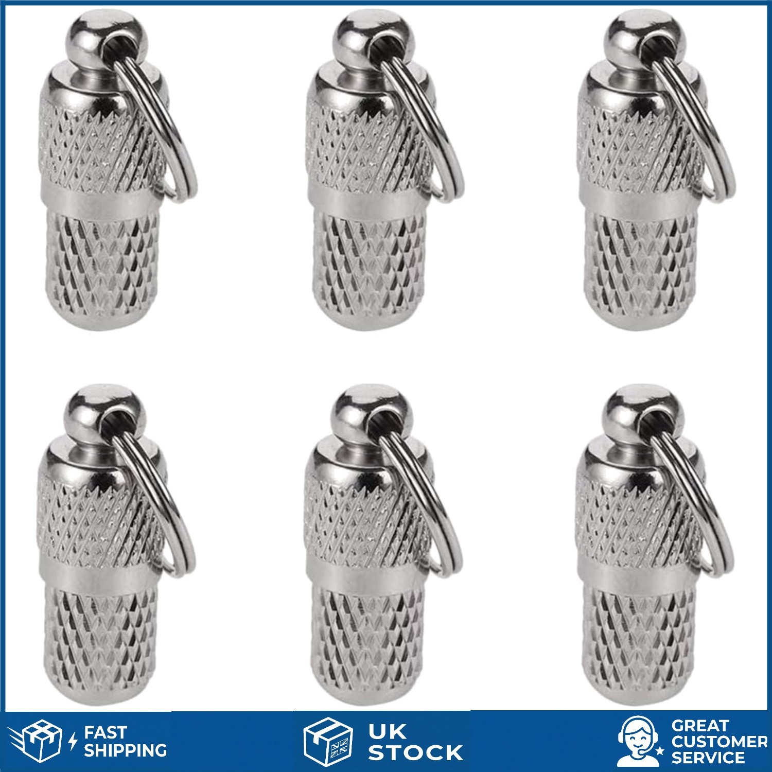 Secure Waterproof Stainless Steel Screw Top Pet ID Tube Address Labels 6 Pack