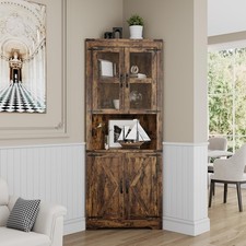 ✨67" Corner Cabinet Farmhouse Corner Storage Cabinet w/4 Doors for Living Room