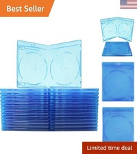 25 Pack of Standard Double Blu-Ray Cases with Clear Sleeves  Booklet Clips