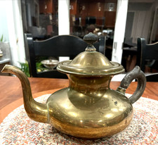 Antique S. Sternau & Co. Brass Tea Pot Kettle Copper Patina Made In USA MCM