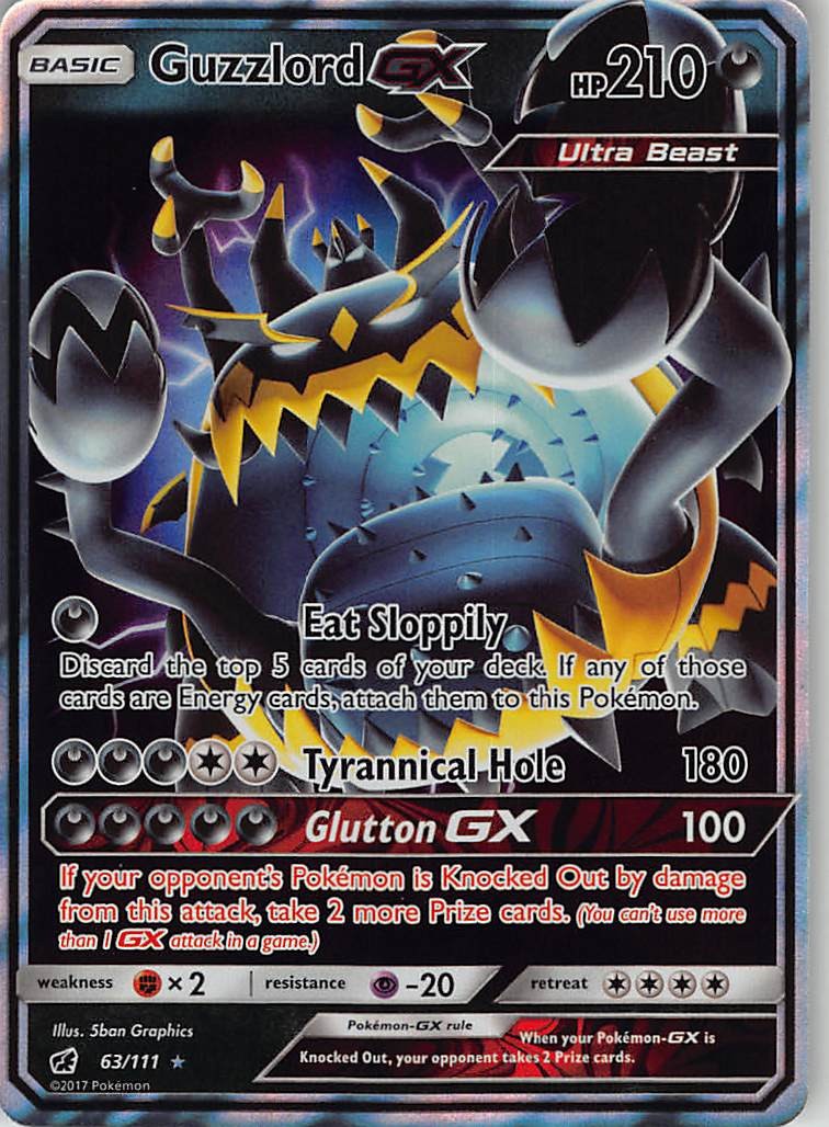 Guzzlord GX 63/111 Holo GX Rare Crimson Invasion Pokemon Near Mint
