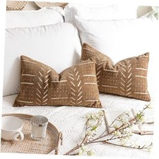 Decorative Lumbar Throw Pillow Covers 12X20 Set of 20" x 12" Pack of 2 Brown