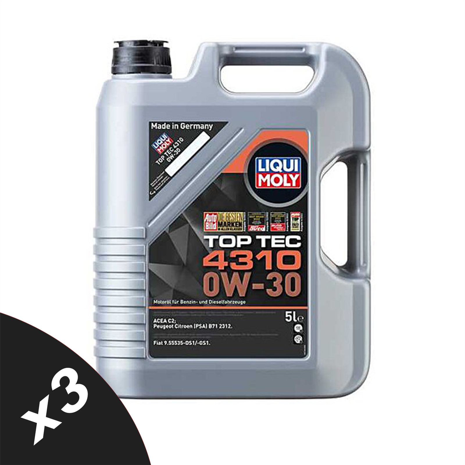 Liqui Moly TOP TEC 4310 0W-30 Semi Synthetic Engine Oil ACEA C2 3x5L - Image 2