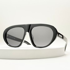 Prada SPR C05S Shield Sunglasses Black Frame Gray Lens Oversized Italy