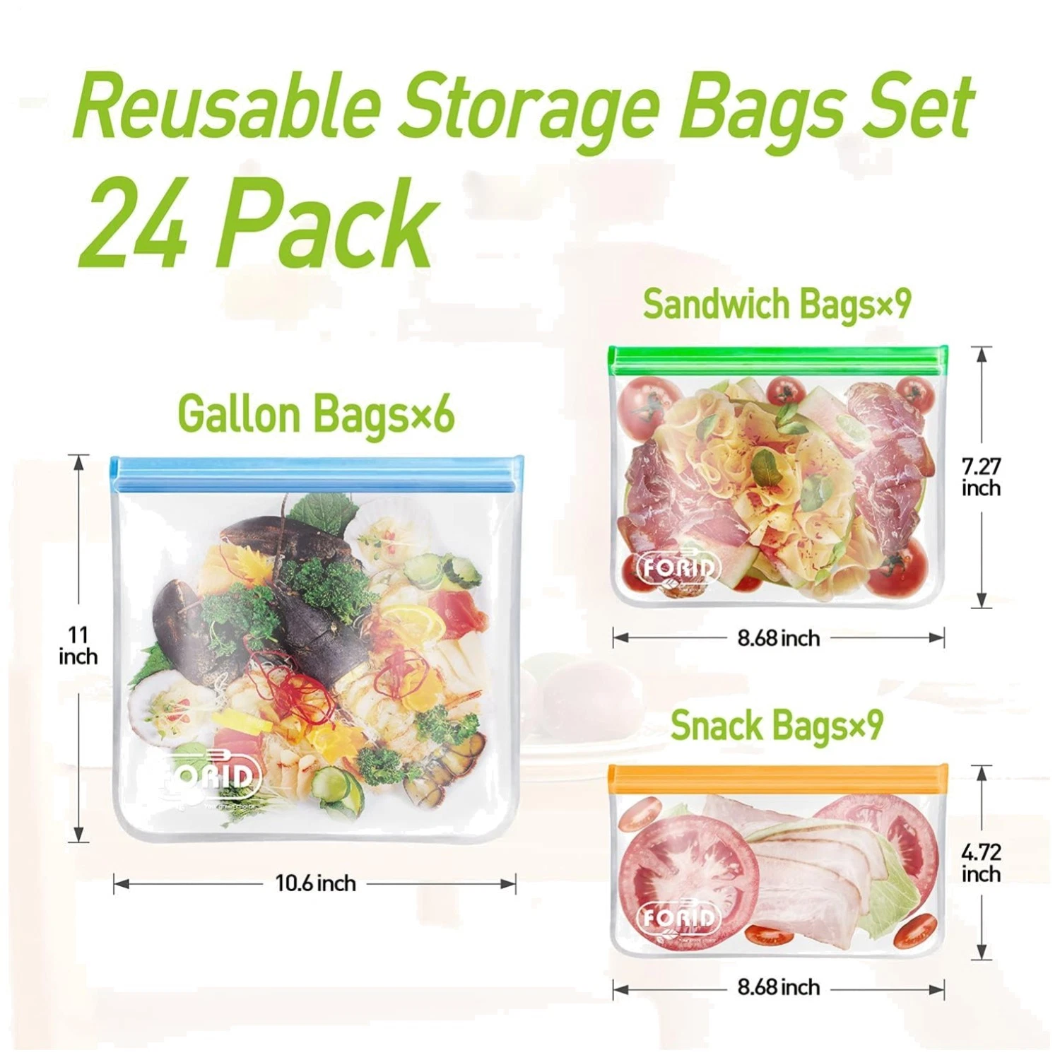 Silicone Gallon Bags for Meal Prep & Storage - 24 Pcs
Opens in a new window or tab