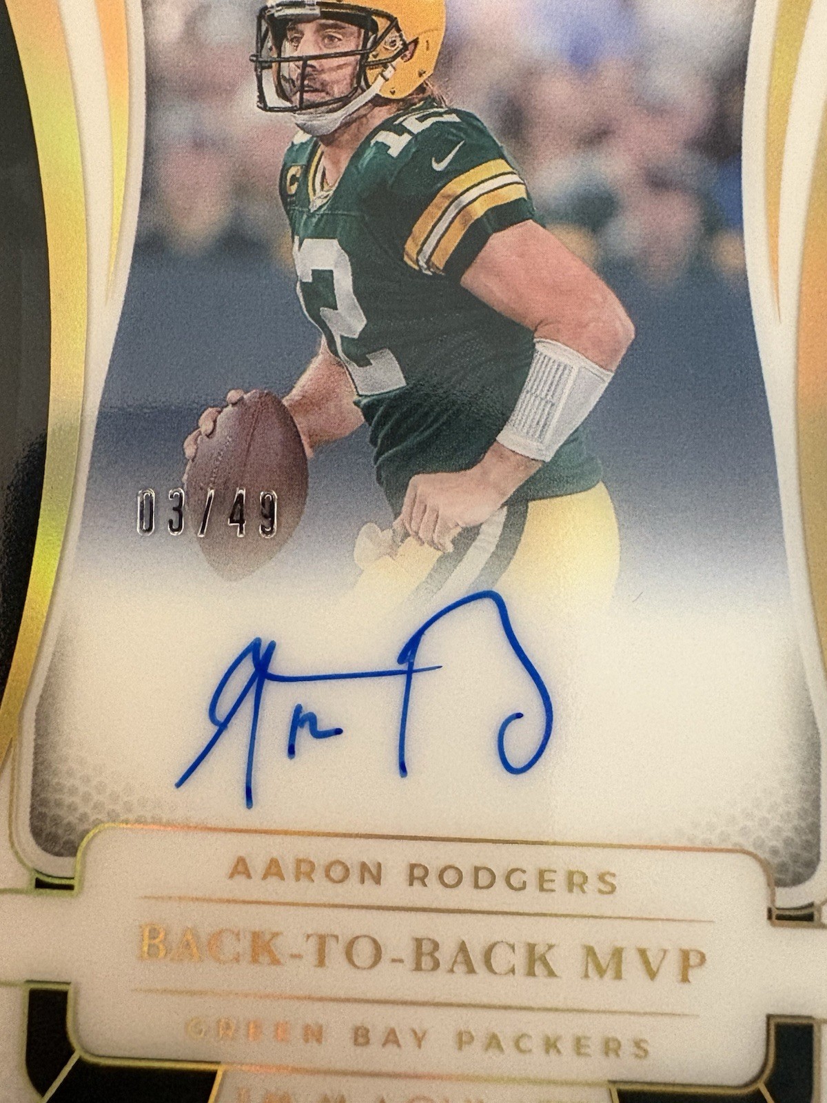 2025 Immaculate Aaron Rodgers Back To Back MVP On Card Auto 03/49 view 3