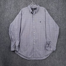 Ralph Lauren Dress Shirt Mens 17.5 Blue Yarmouth Pinpoint Oxford Button Down