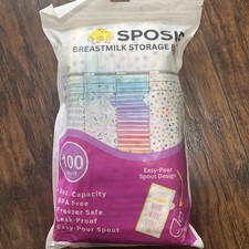 New Sposie Breastmilk Storage Bag Freezer Bags with Pour Spout - 8 Ounce
