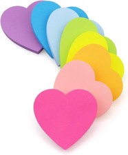 SIMONA Heart Shape Sticky Notes 8 Color Bright Colorful Sticky Pad 75 Sheets/Pad