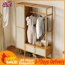 Wardrobe with 2 Doors & 2 Drawers, Bedroom Storage Cabinet with Hanging Bar