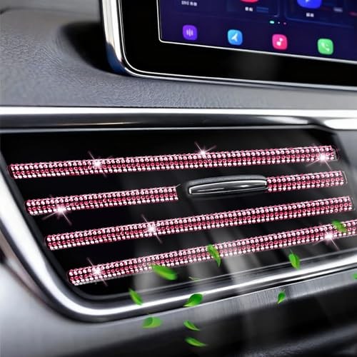  Bling Car Air Conditioner Decoration Strip for Vent Outlet, 10 PCS Pink
