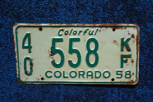 1958 Colorado License Plate