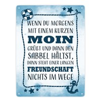 Metallschild XXL In 28X38 Cm Mit Lustigem Spruch Zu Freundschaft - Moin