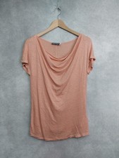 MINT VELVET TOP SIZE 12. PEACH LINEN KNIT SHORT SLEEVED SUMMER TOP. COWL NECK