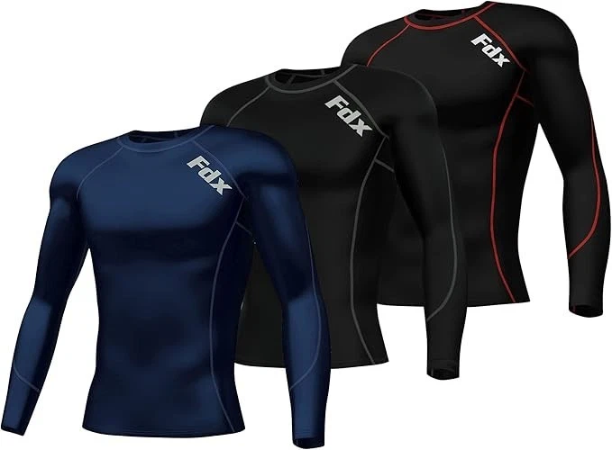 Mens Compression Armour Base Layer Top Long Sleeve Thermal Gym Sports Shirts UK - Image 2 of 4
