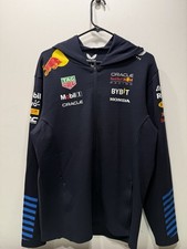 Red Bull Racing F1 Team Full Zip Hooded Sweatshirt Navy Mens Size L Castore