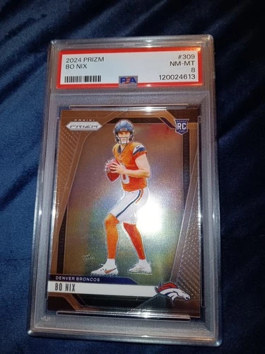 2024 Panini Prizm Bo Nix - Base Prizm #309 PSA 8 Broncos (RC)