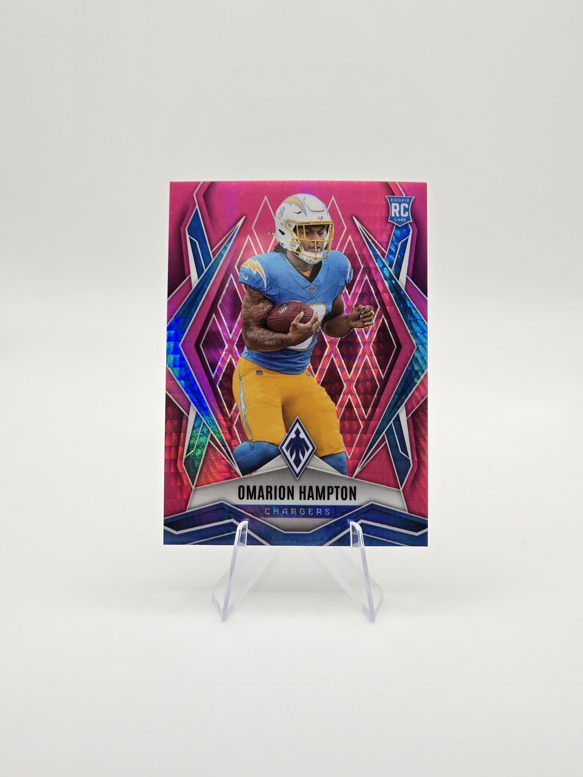 Omarion Hampton 2025 Panini Phoenix RC Pink Hyper Prizm SP #/299 #192