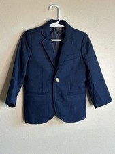J Crew Blazer Kids Size 3 Thompson One Button Navy Gold Button Wool Blend