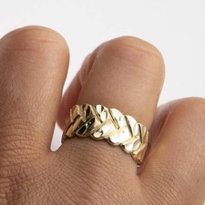 Anello Chevron Tagliato A Diamante In Oro Giallo 10K Tutte Le Taglie