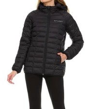 SPYDER Women's S Full Zip Hooded Quilted Puffer Jacket w/zip pockets Black NEW