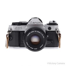 Canon AE-1 Program Chrome 35mm Film SLR Camera 50mm f1.8 Lens EXC 