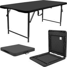 Rectangle Folding Trestle Table  120cm (4ft) - Black - Height Adjustable
